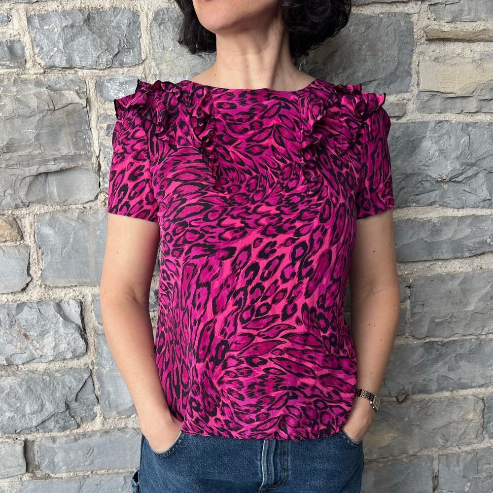 Juicy Couture Pink Silk Ruffle Top